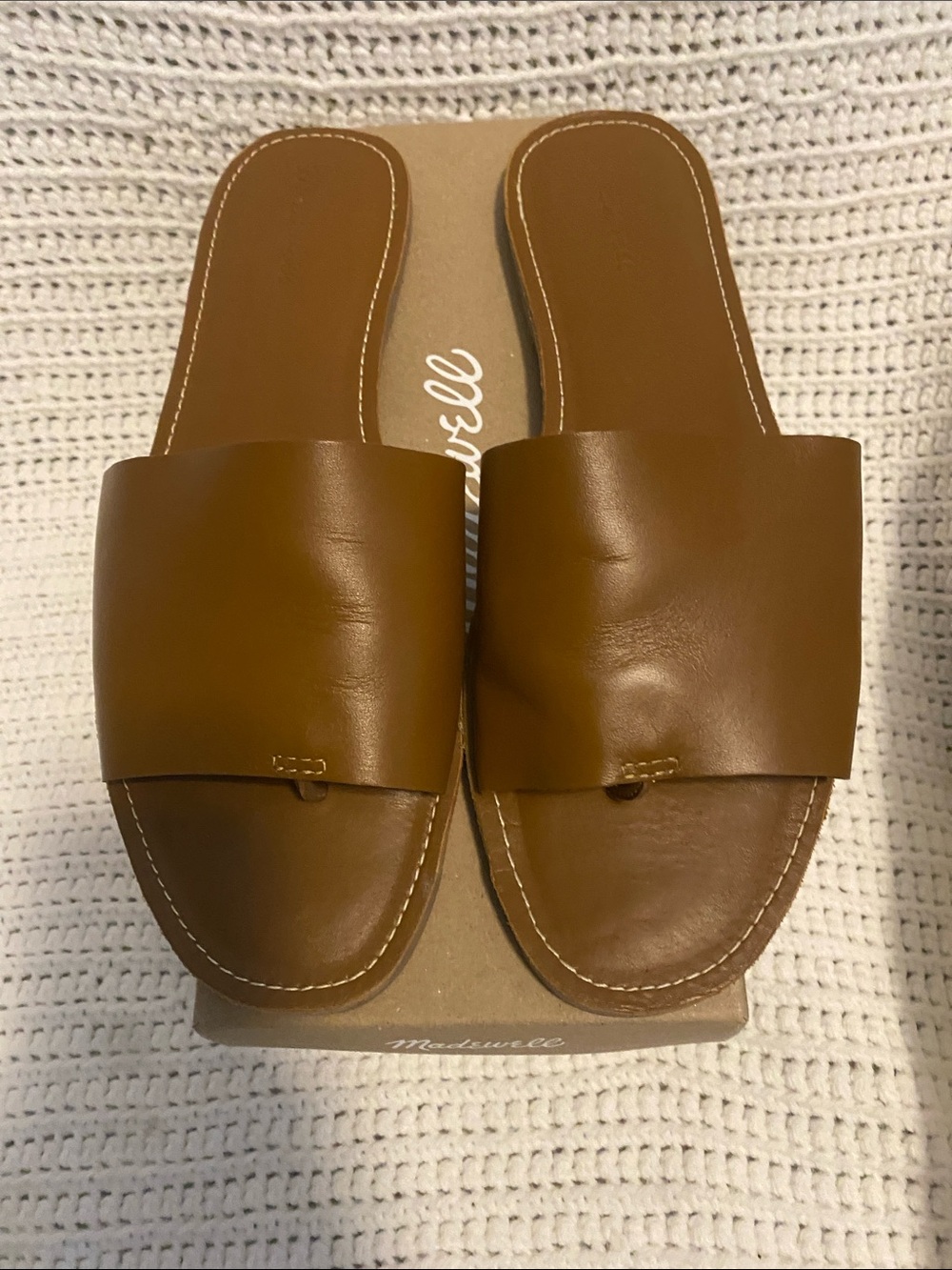 Madewell Cognac Leather Slide Mules